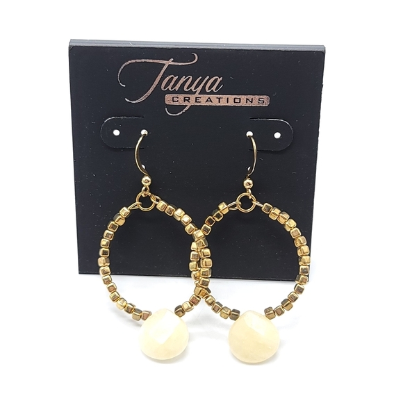 Tanya Creations Faux Stone Gold Tone Earrings - Picture 1 of 4